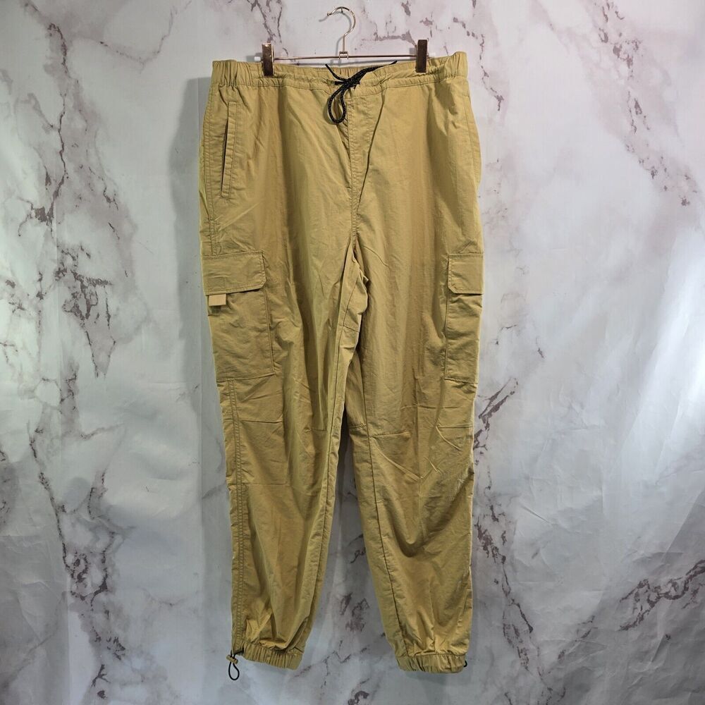 LCKR Pants Mens XL Tan Joggers Nylon Ripstop Cargo Drawstring Synch Leg